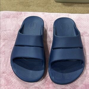 OOFOS Men's Navy Blue Slide Sandals